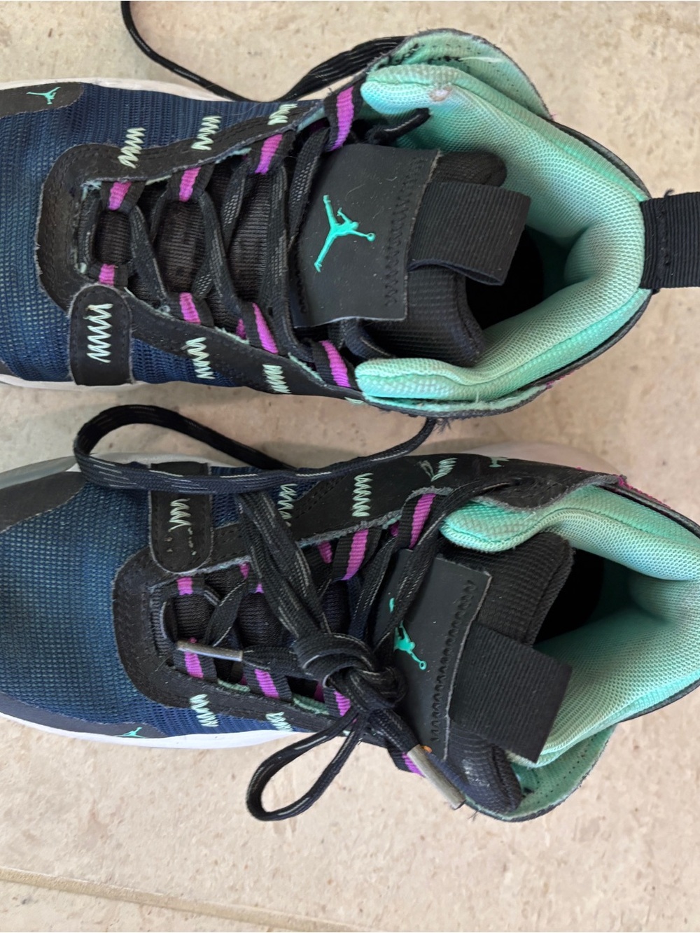 Jordan Kids Black Teal Purple Accent Sneakers